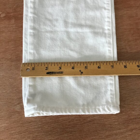 Uniqlo Relaxed Tapered Jeans Women 25 White Mid Rise Kaihara Fabric Stretch - Picture 8 of 12